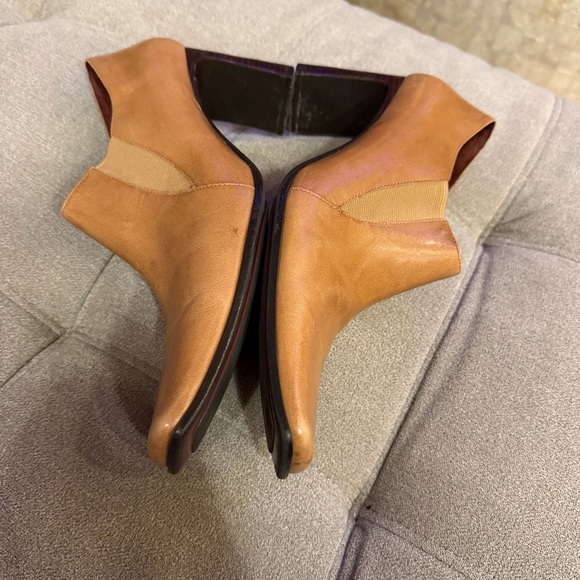 Vintage 90s y2k Nine West Square Toe Tan Ankle Heeled Boots 8.5 MCM leather 2000 - Picture 9 of 14